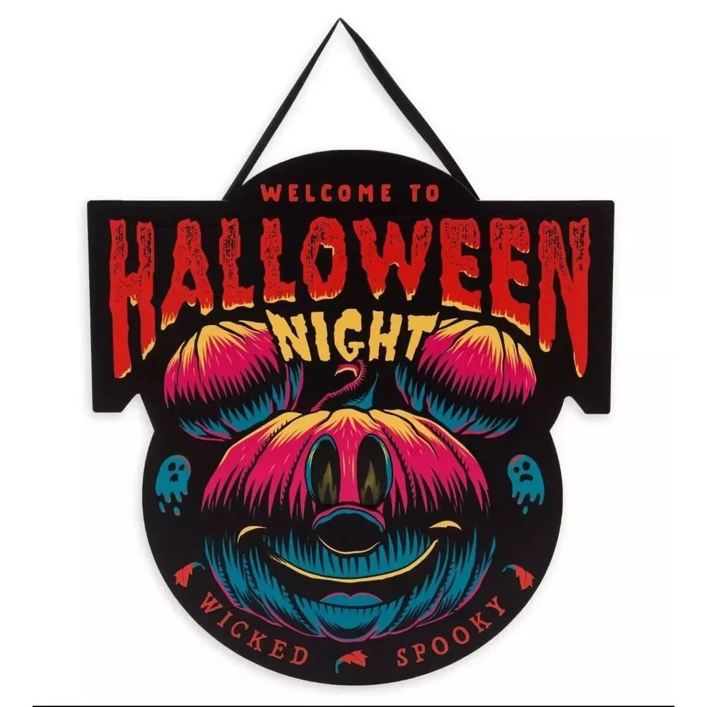 Disney ✨Mickey Mouse Halloween Jack O'Lantern Light-Up Pumpkin Door Plaque‎ sign